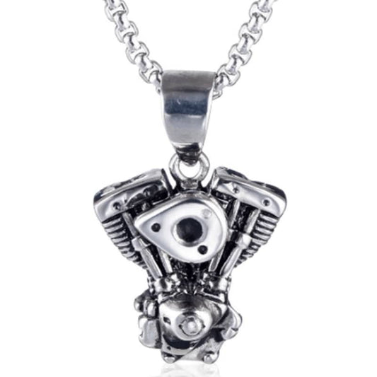 Pendentif moteur V-Twin pour homme en acier inoxydable 316L style biker