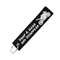 porte-clé moto en tissu noir avec broderie "Drop a gear and disappear"