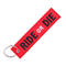 Porte-clé moto biker rouge ride or die brodé sur tissu avec boucle acier
