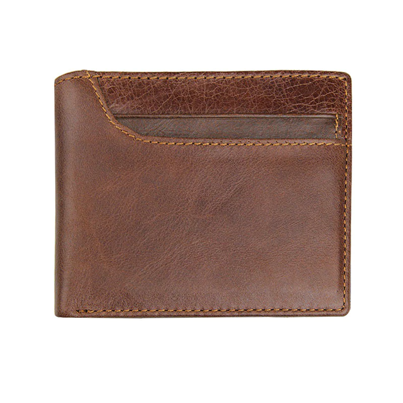 portefeuille homme en cuir marron compact avec couture soignée et finition haut de gamme