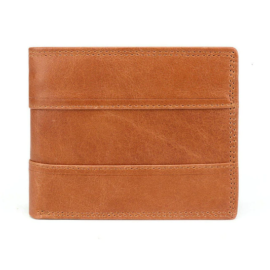 portefeuille en cuir naturel camel pour biker homme avec couture robuste et finition vintage
