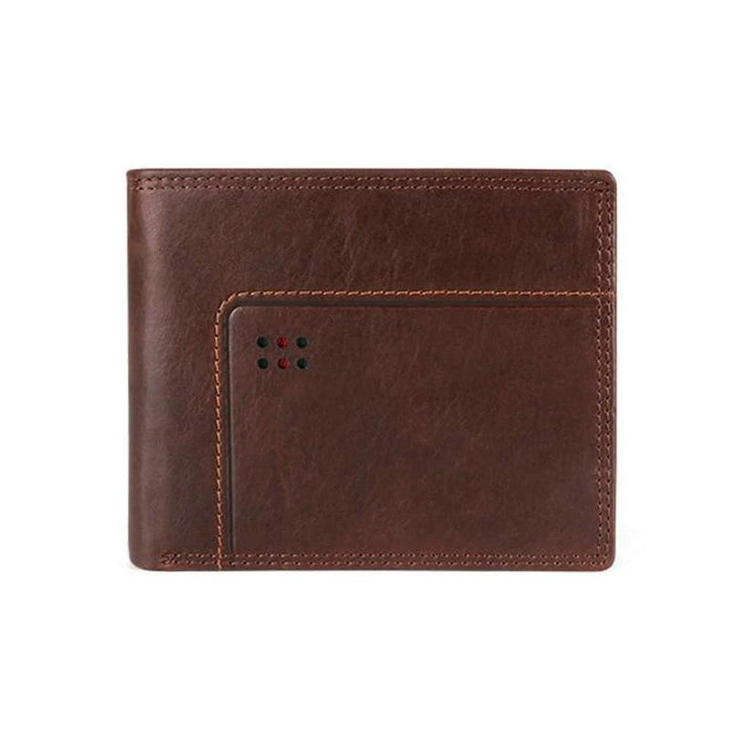 portefeuille en cuir véritable pour homme, finition marron en vachette avec couture haut de gamme