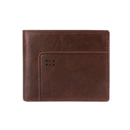 portefeuille en cuir véritable pour homme, finition marron en vachette avec couture haut de gamme
