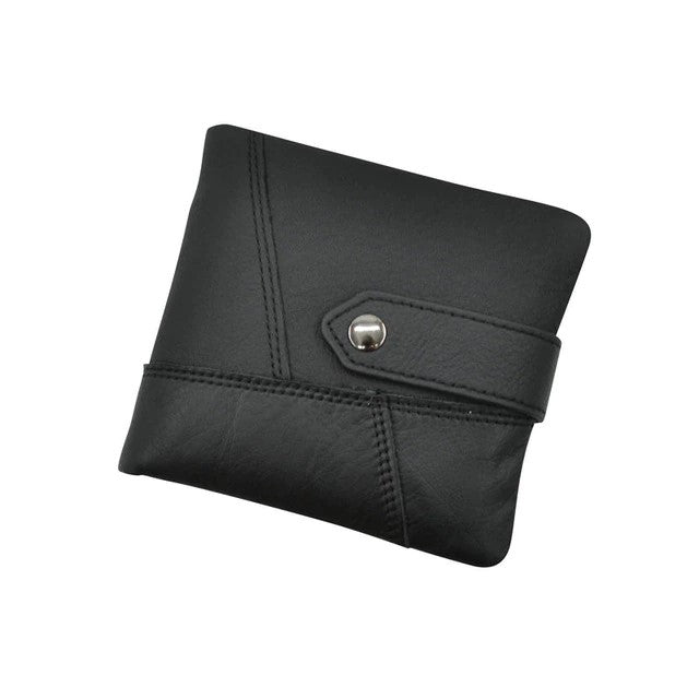 portefeuille motard et biker en cuir noir pour homme avec fermeture pression et coutures renforcées
