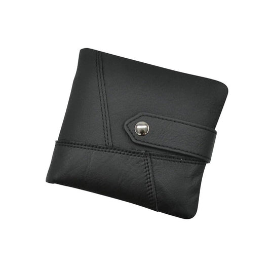portefeuille motard et biker en cuir noir pour homme avec fermeture pression et coutures renforcées