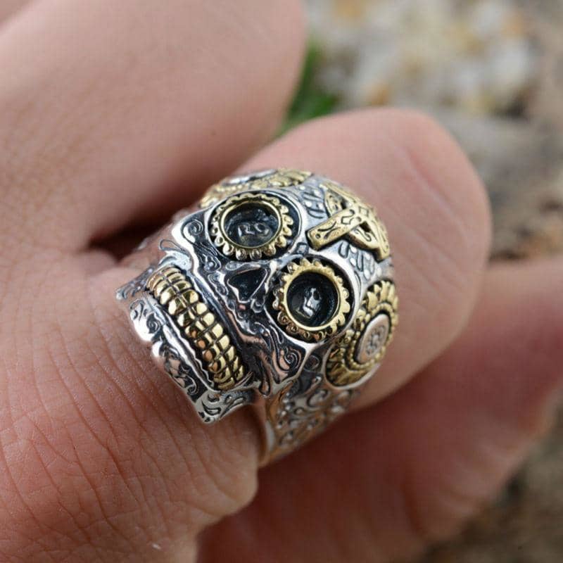 Chevalière homme tete de mort argent | Boutique biker