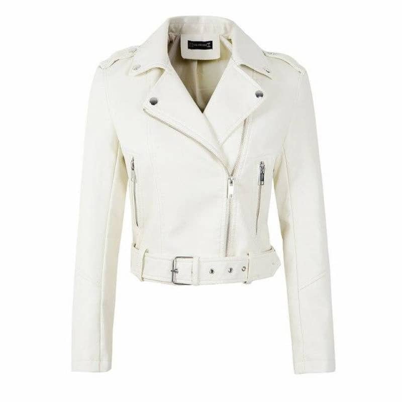Veste simili cuir blanc | Boutique biker 