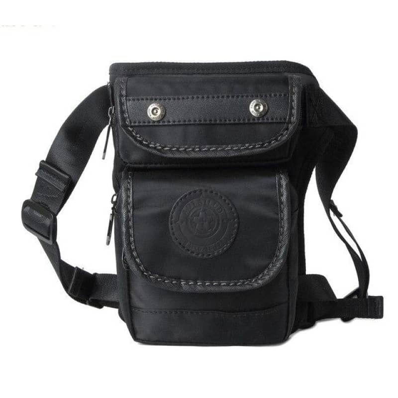 sacoche de cuisse noir unisexe pour biker en nylon et polyester étanche avec sangles réglables et fermeture zippée sécurisée