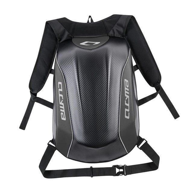 Grand sac à dos moto rigide étanche 20 à 35L en fibre de carbone, nylon et PVC, avec bretelles ajustables et maintien renforcé