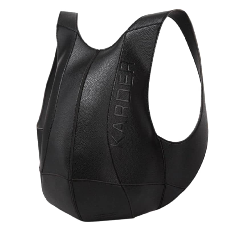 sac à dos moto en cuir noir design Karder, style épuré pour motards urbains