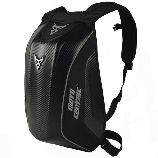 Sac à dos moto rigide MOTO CENTRIC noir 30L, coque carbone aérodynamique