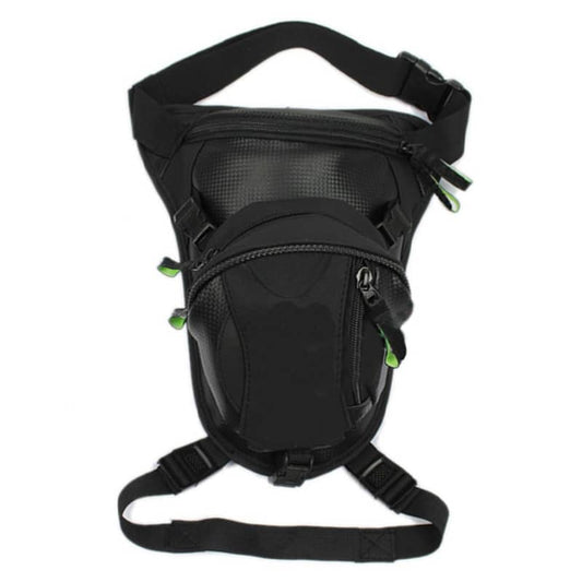 sacoche de jambe moto unisexe en polyester, cuir PU et PVC avec finition fibre carbone, étanche, sangles réglables et fermeture zippée
