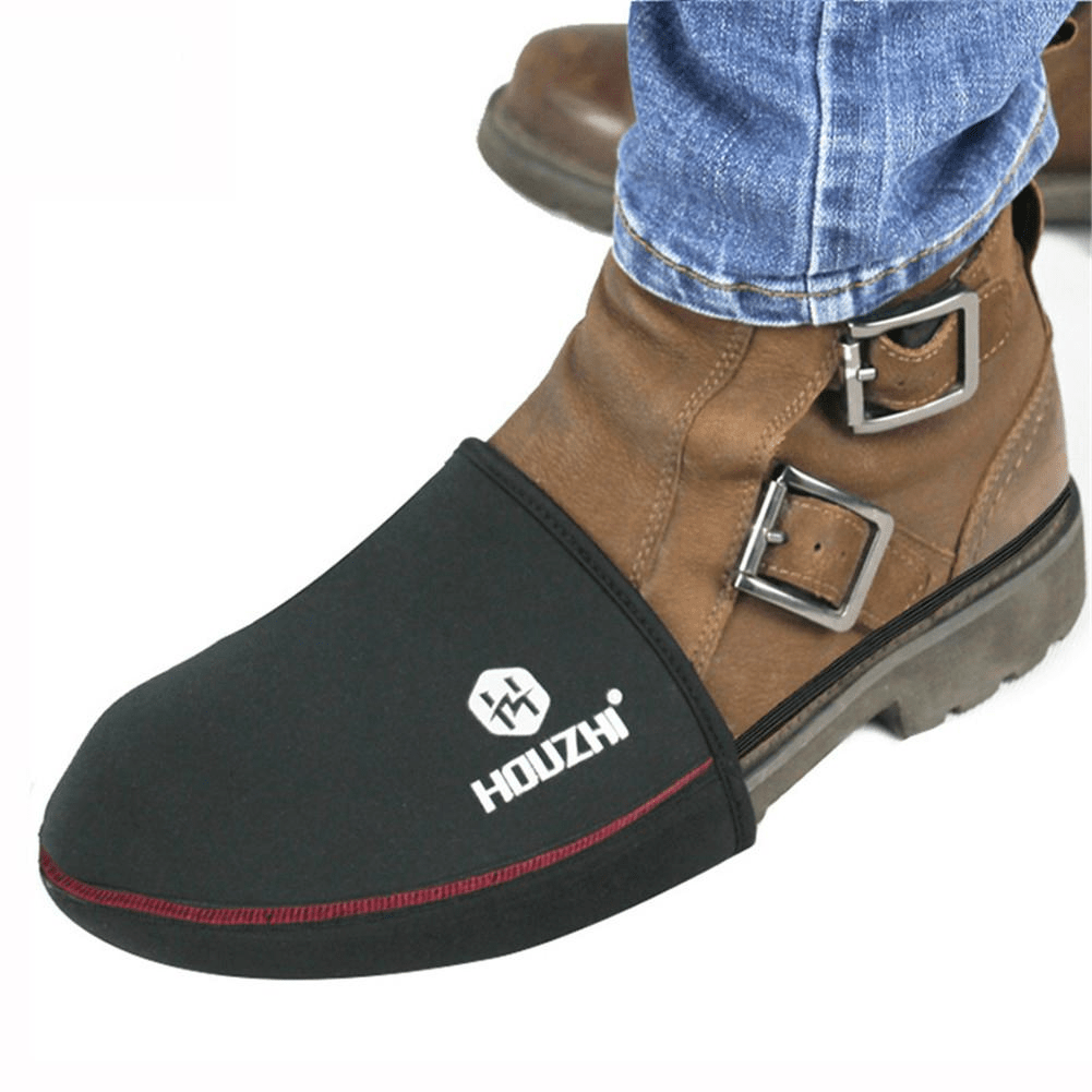 sur-chaussure moto noire en lycra stretch imperméable, protection efficace contre le sélecteur de vitesse