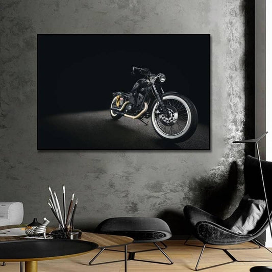 Póster de motocicleta - Chopper negra